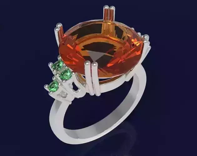 Set 2 - Ring orange and emerald