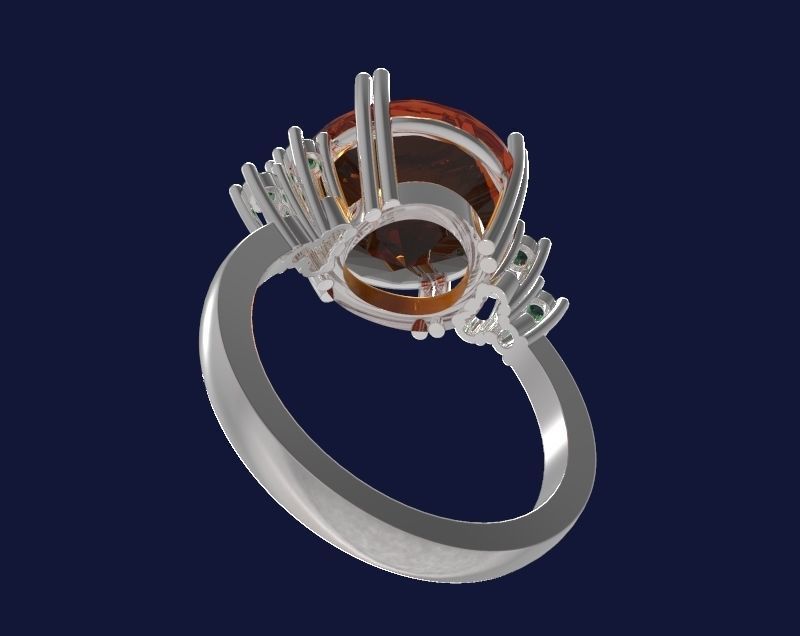 Set 2 - Ring orange and emerald 3D print model_5