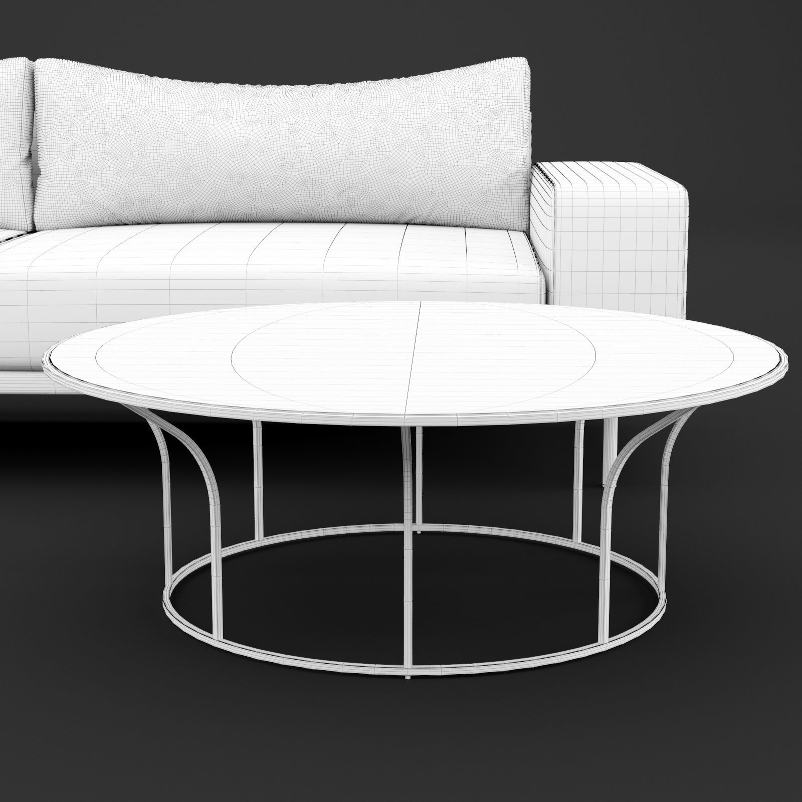 Sofa piu double 250 and cara 100 cofe table BT design 3D model_13