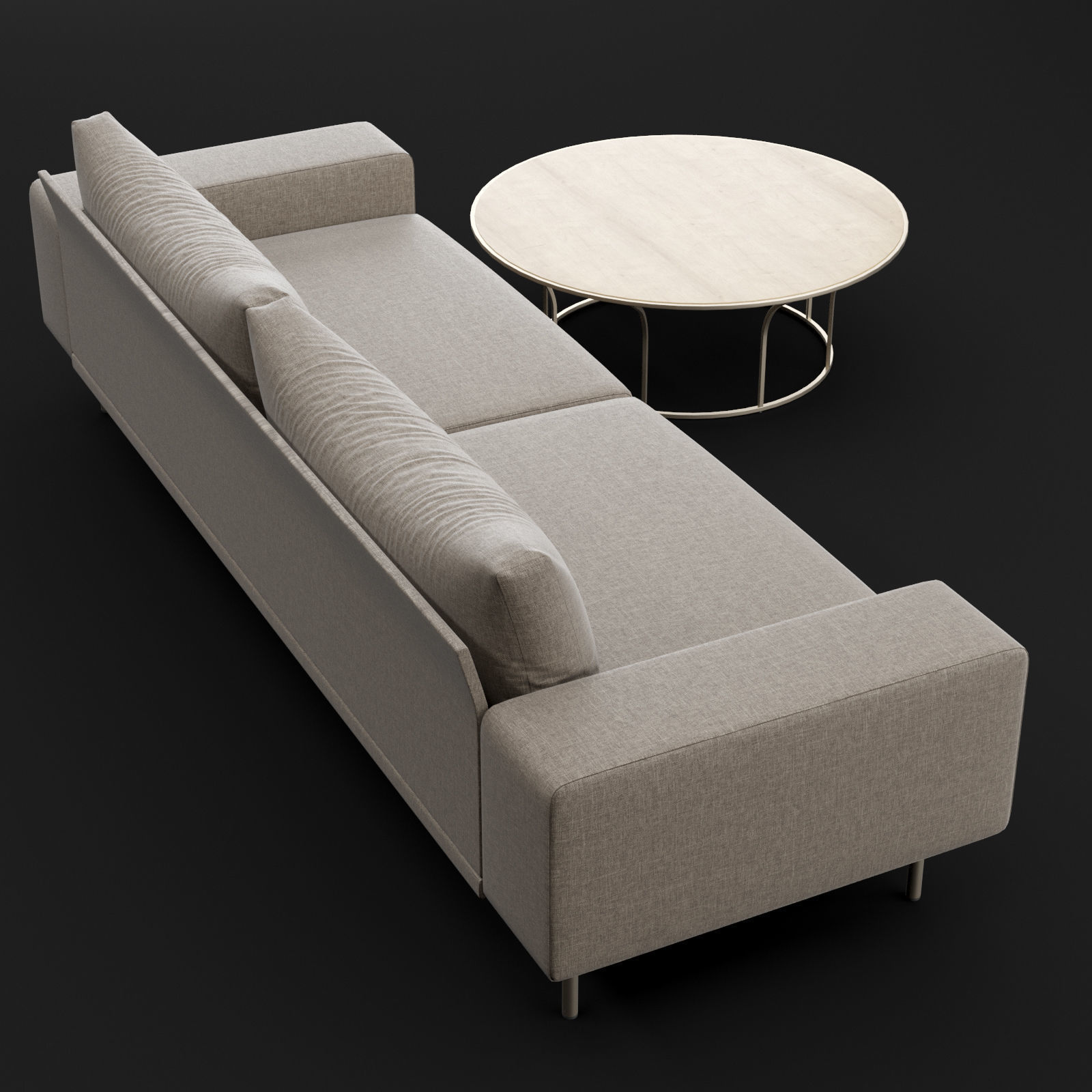 Sofa piu double 250 and cara 100 cofe table BT design 3D model_18