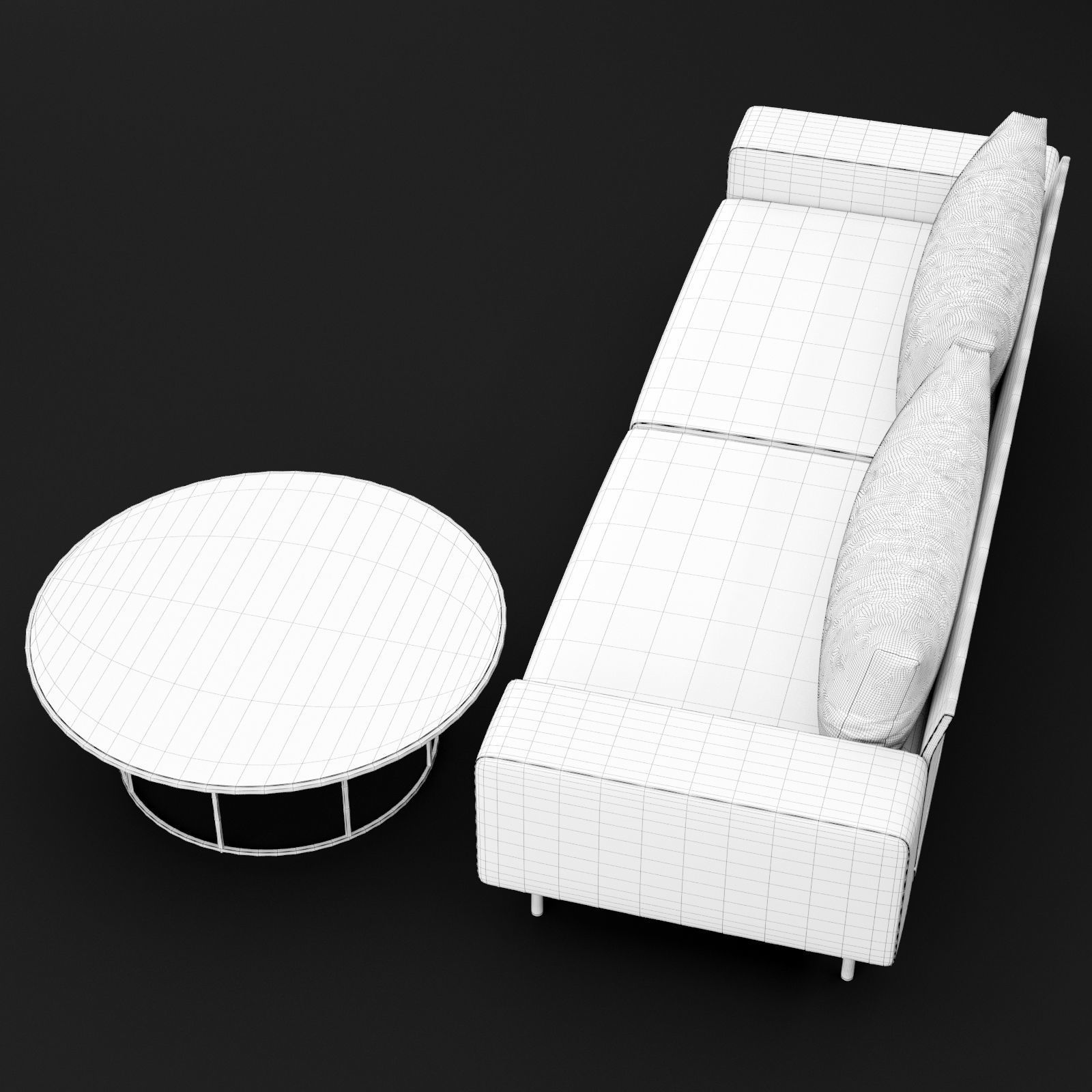 Sofa piu double 250 and cara 100 cofe table BT design 3D model_21