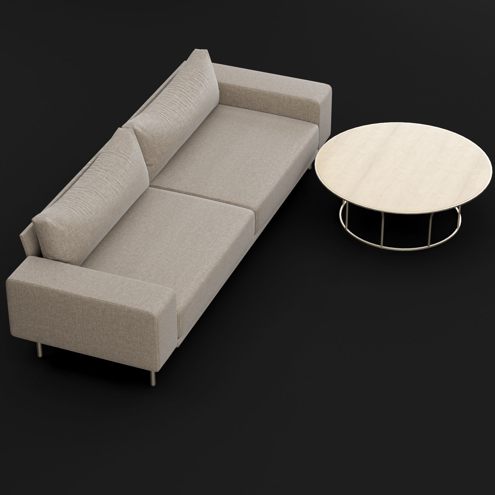 Sofa piu double 250 and cara 100 cofe table BT design 3D model_8