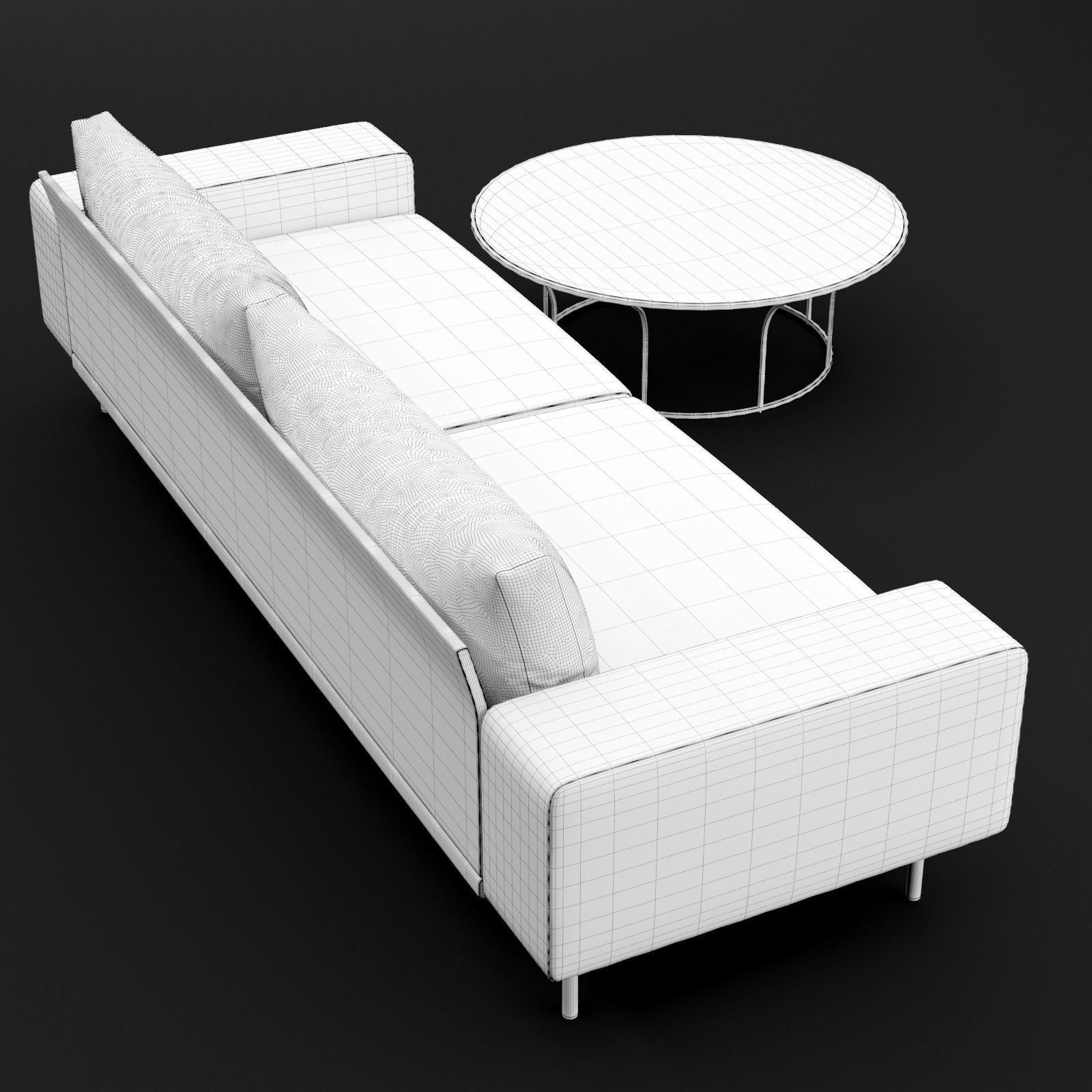 Sofa piu double 250 and cara 100 cofe table BT design 3D model_19