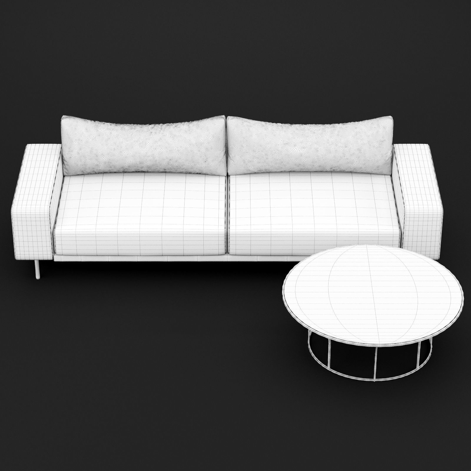 Sofa piu double 250 and cara 100 cofe table BT design 3D model_3