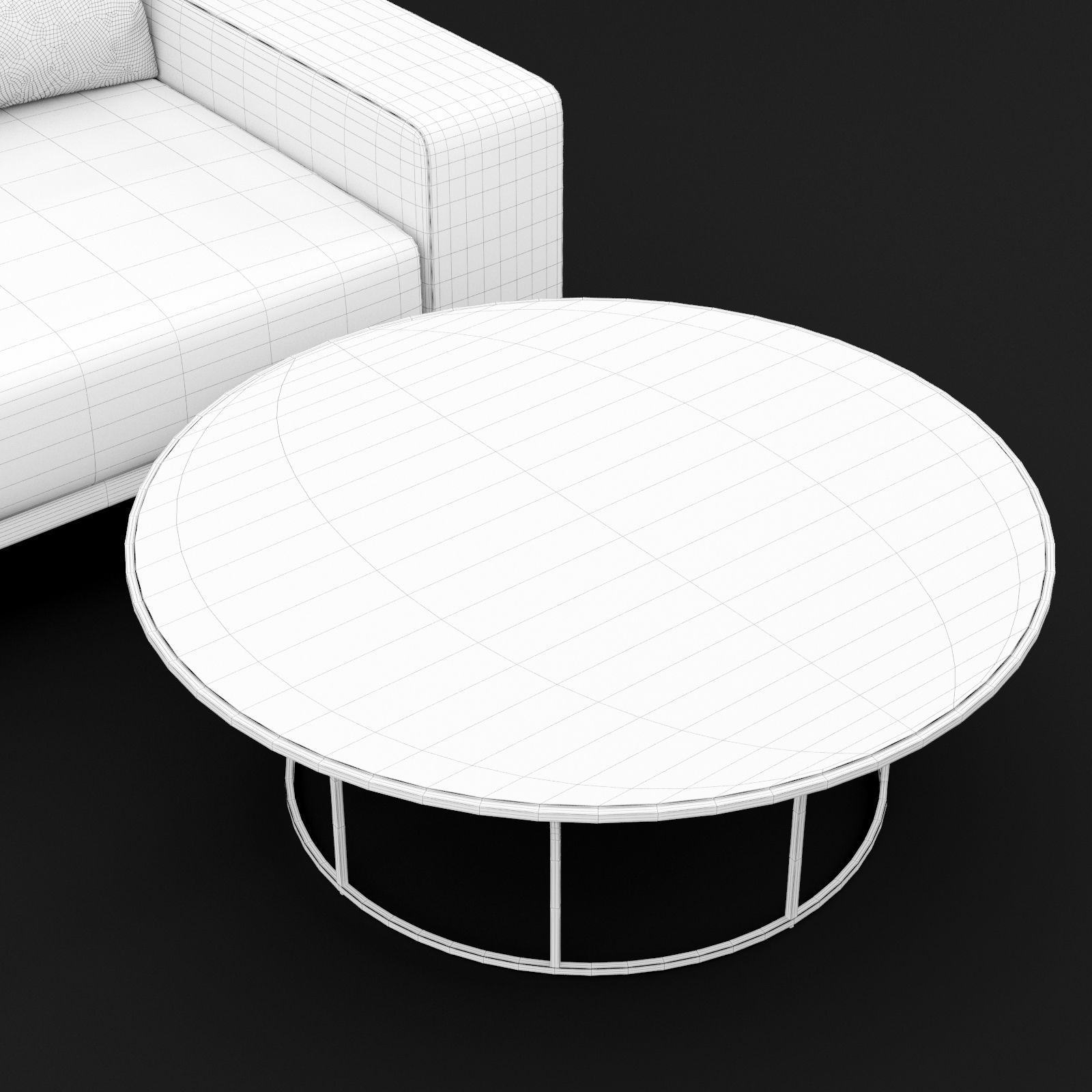 Sofa piu double 250 and cara 100 cofe table BT design 3D model_11