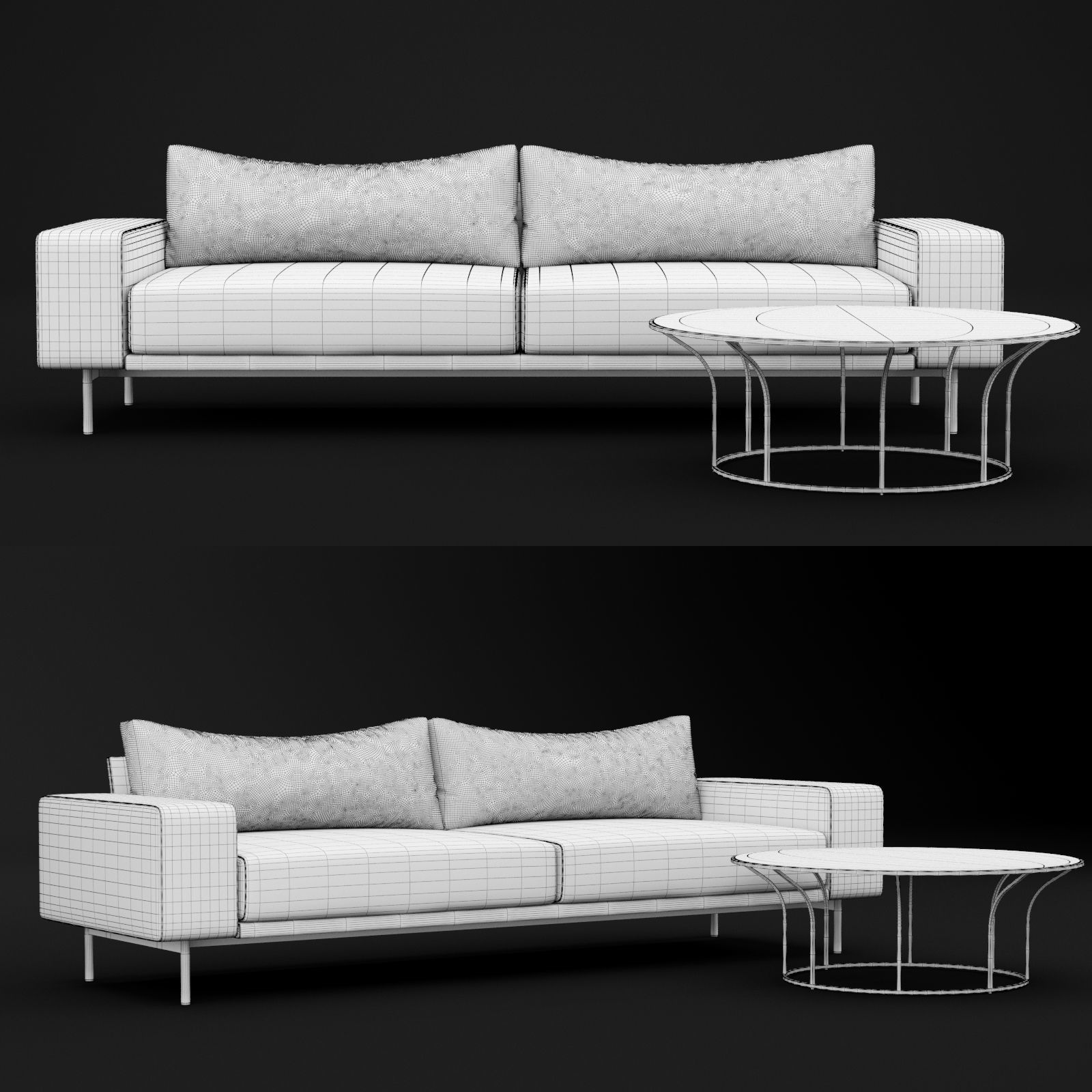 Sofa piu double 250 and cara 100 cofe table BT design 3D model_5