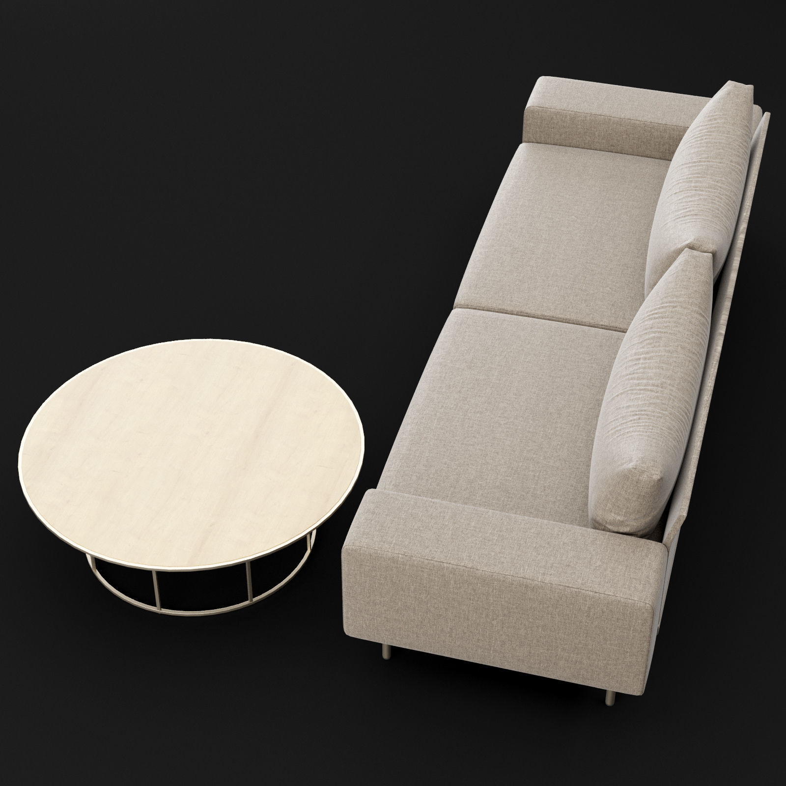 Sofa piu double 250 and cara 100 cofe table BT design 3D model_20