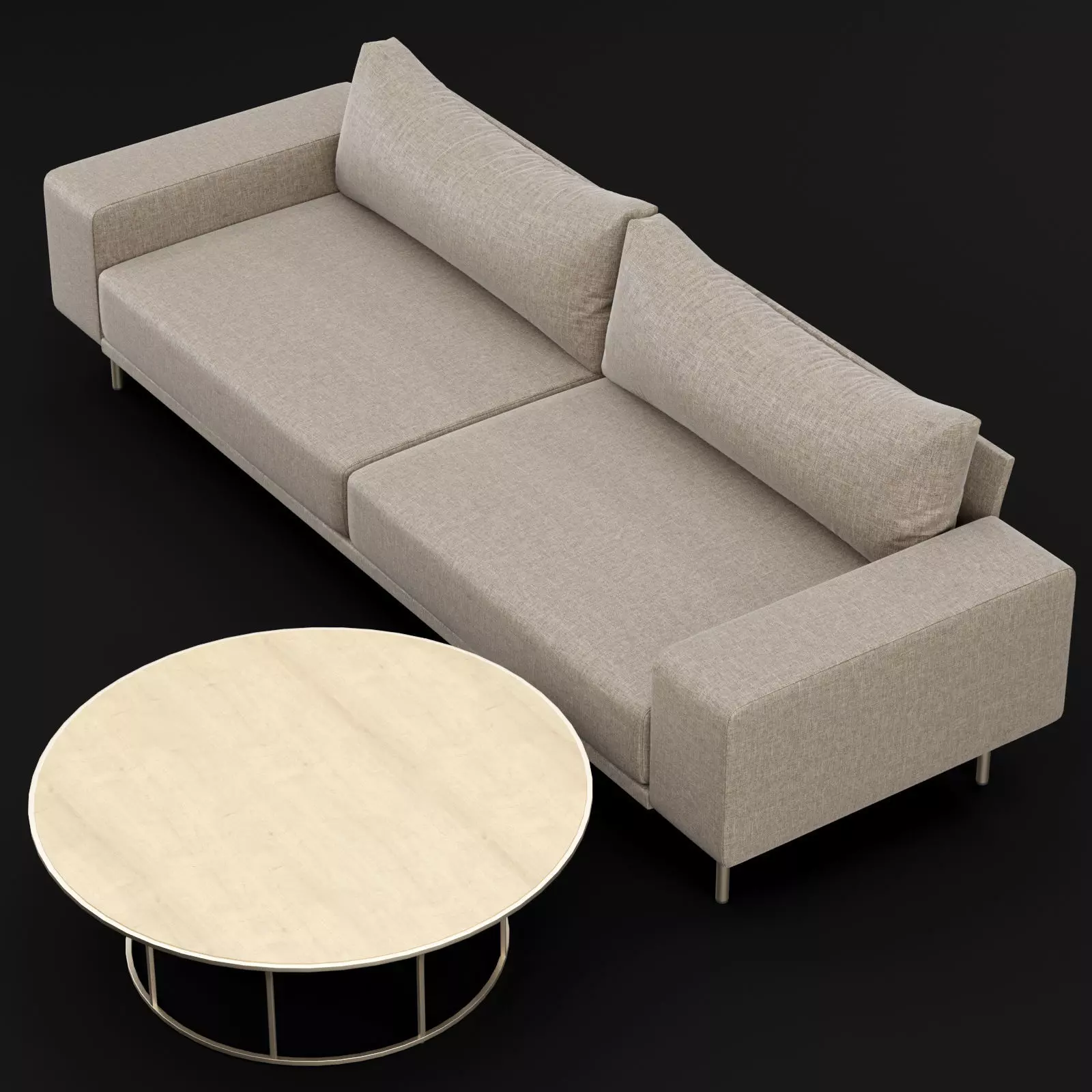 Sofa piu double 250 and cara 100 cofe table BT design 3D model_0