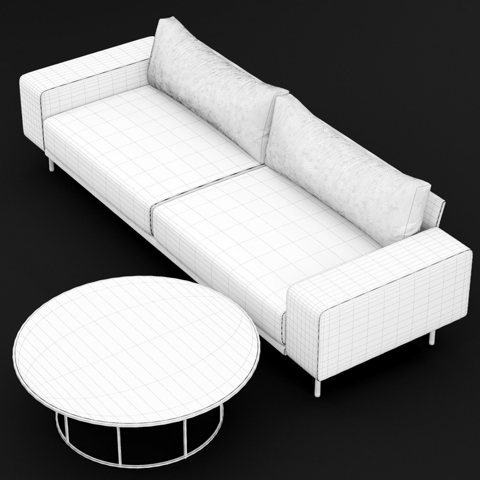 Sofa piu double 250 and cara 100 cofe table BT design 3D model_1