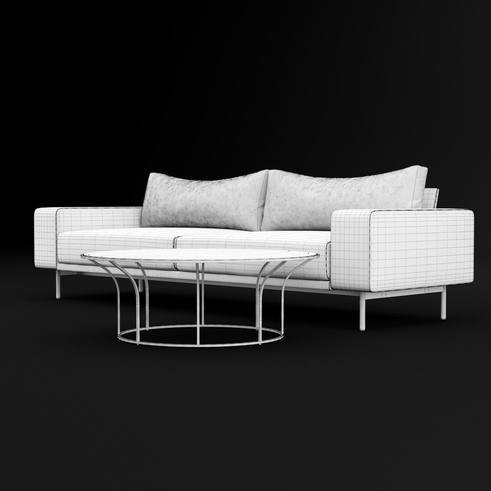 Sofa piu double 250 and cara 100 cofe table BT design 3D model_7