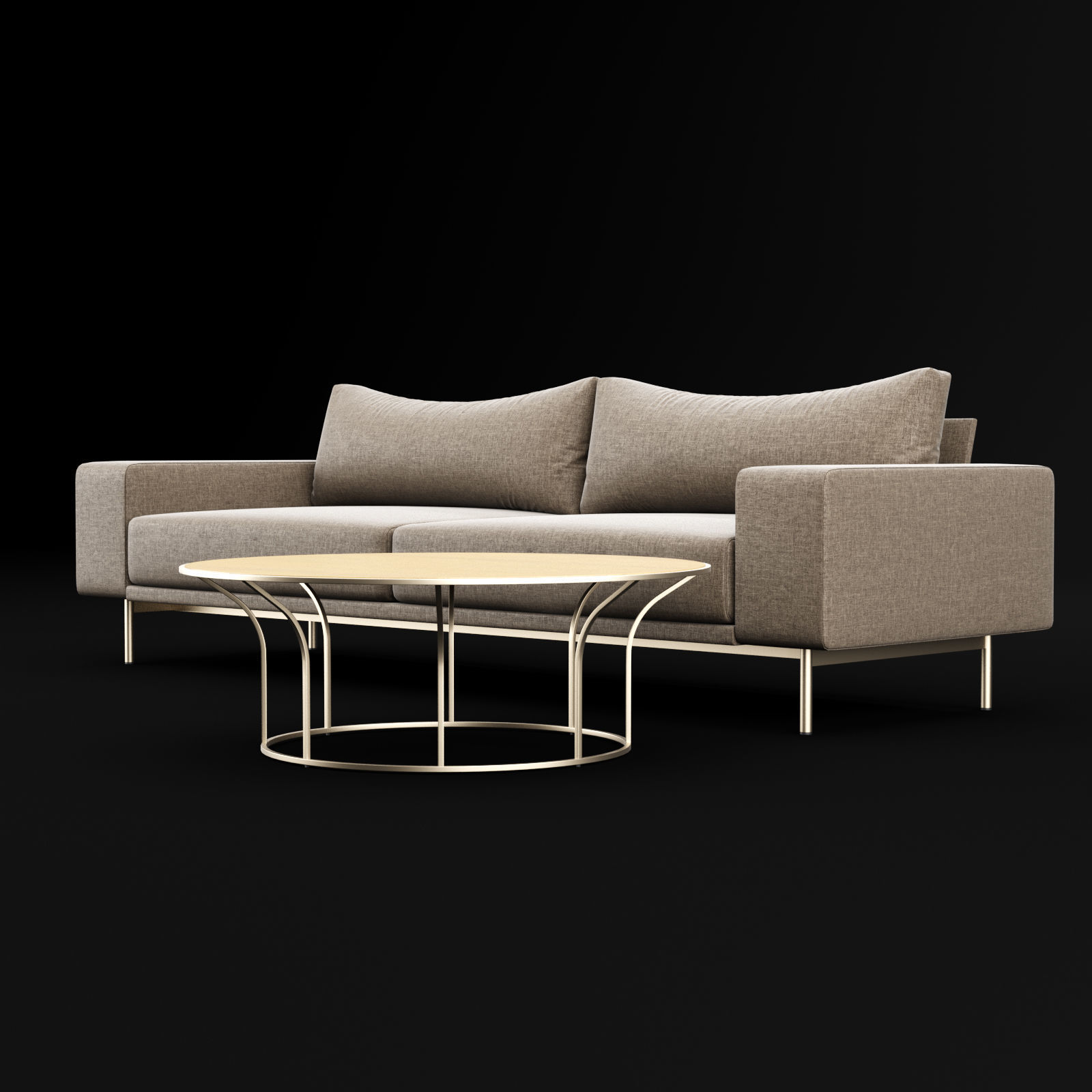 Sofa piu double 250 and cara 100 cofe table BT design 3D model_6