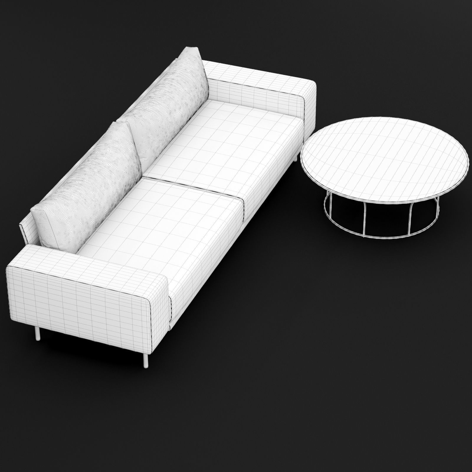 Sofa piu double 250 and cara 100 cofe table BT design 3D model_9