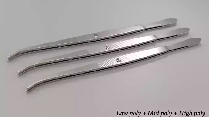 Pinza three stainless steel tweezers Free low-poly 3D model