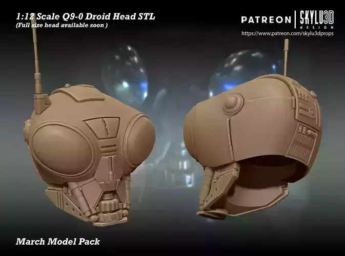 Q9-0 Driod Head 3D Scale print ready STL 3D print model