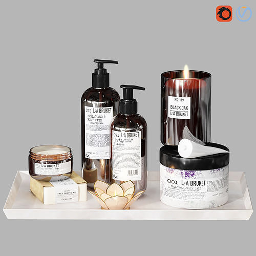 LA Bruket decor set for bathroom-02 3D model