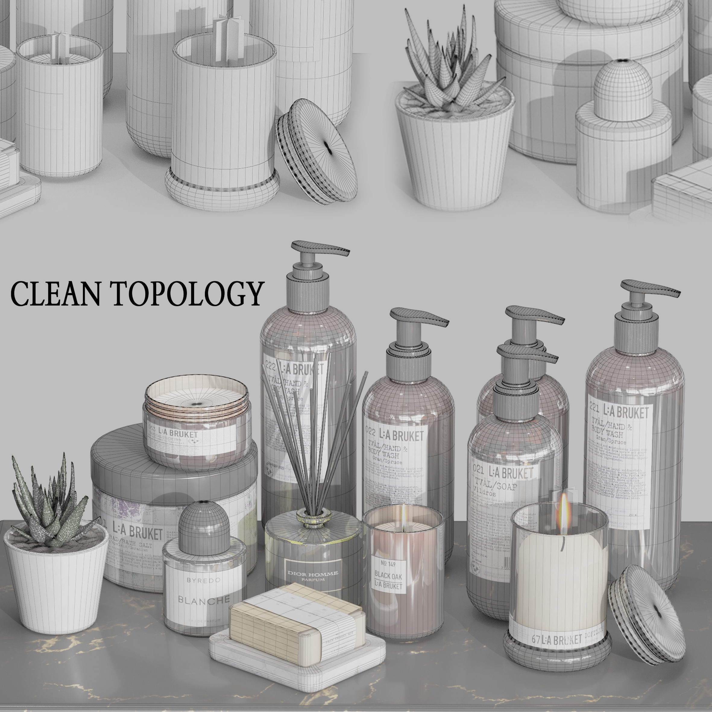 LA Bruket decor set for bathroom-03 3D model_4