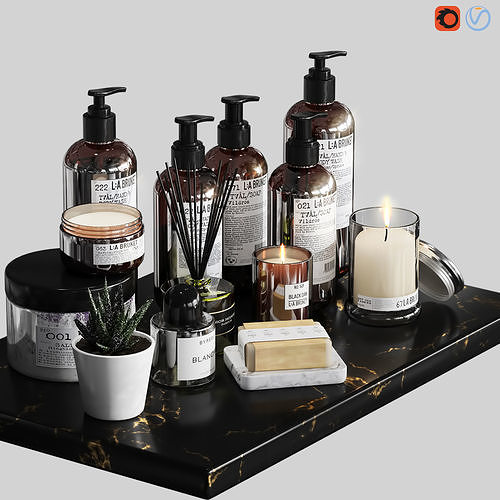 LA Bruket decor set for bathroom-03 3D model