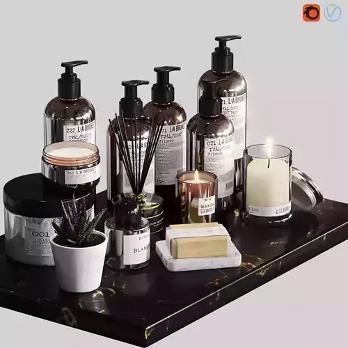 LA Bruket decor set for bathroom-03 3D model