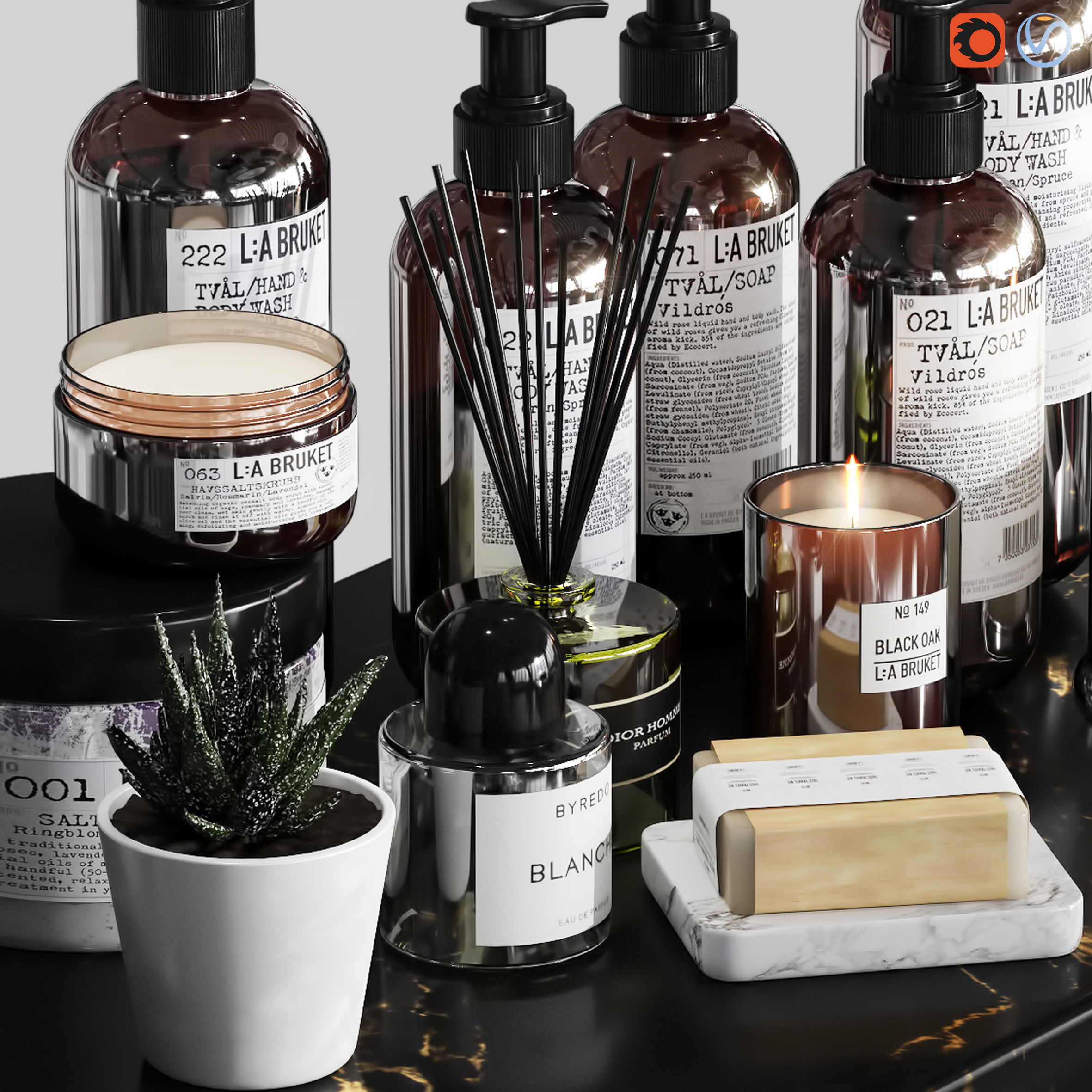 LA Bruket decor set for bathroom-03 3D model_3