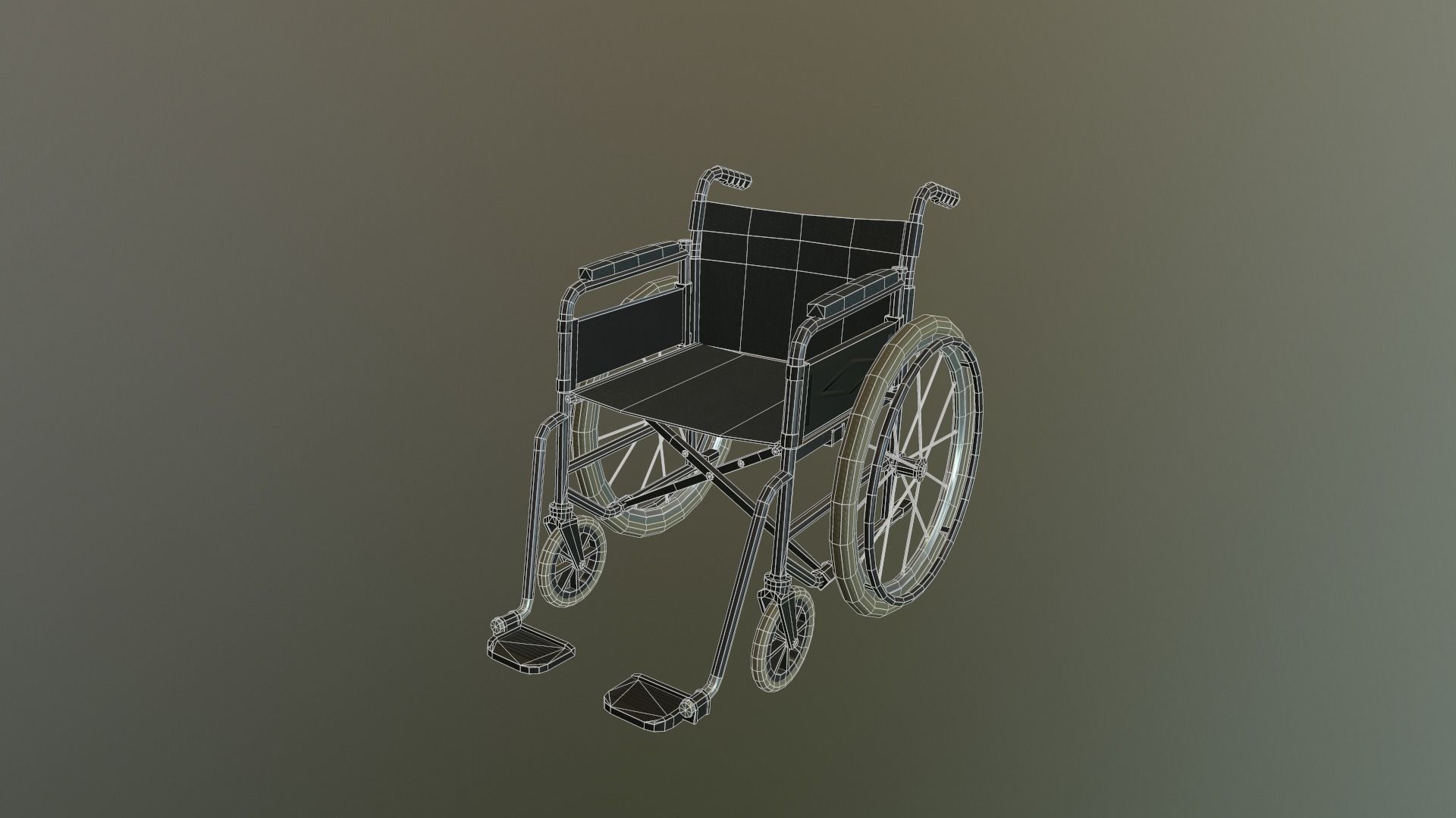 Wheelchair LowPoly PBR Low-poly 3D model_3
