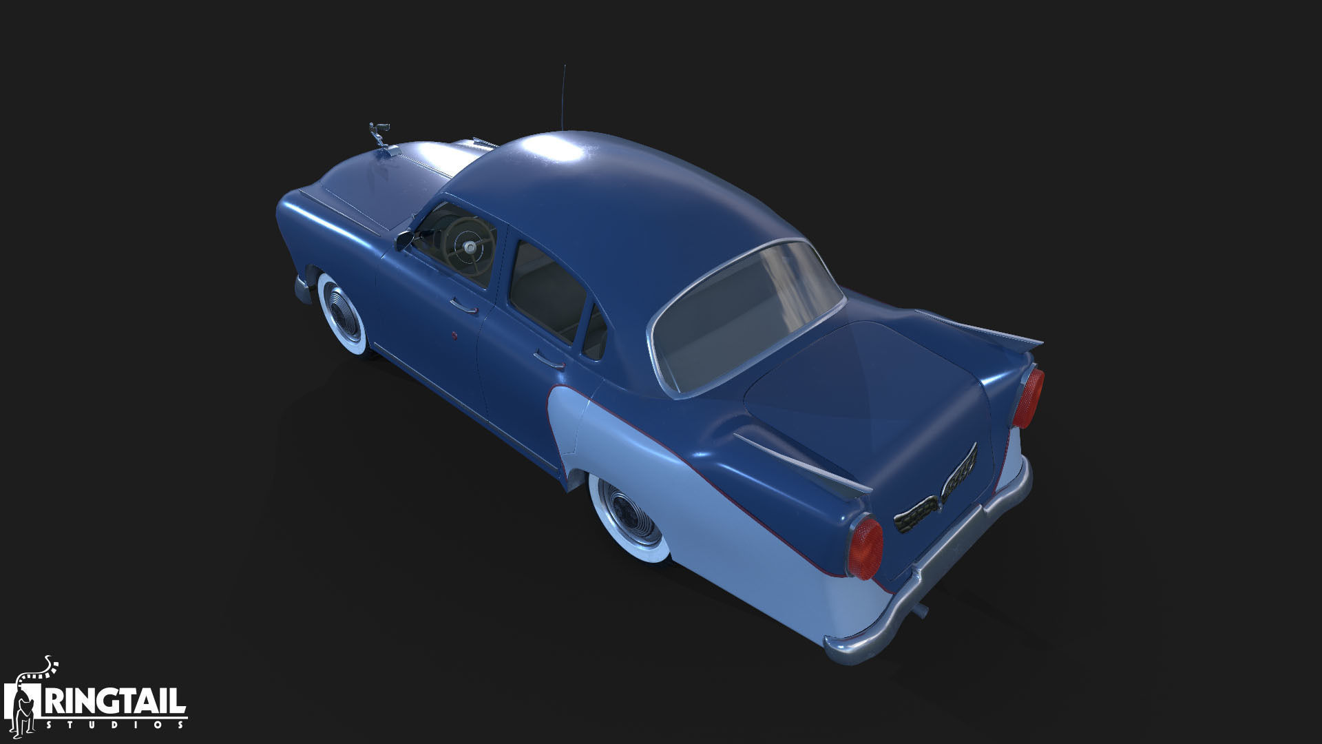 Retro Car Low-poly 3D model_10