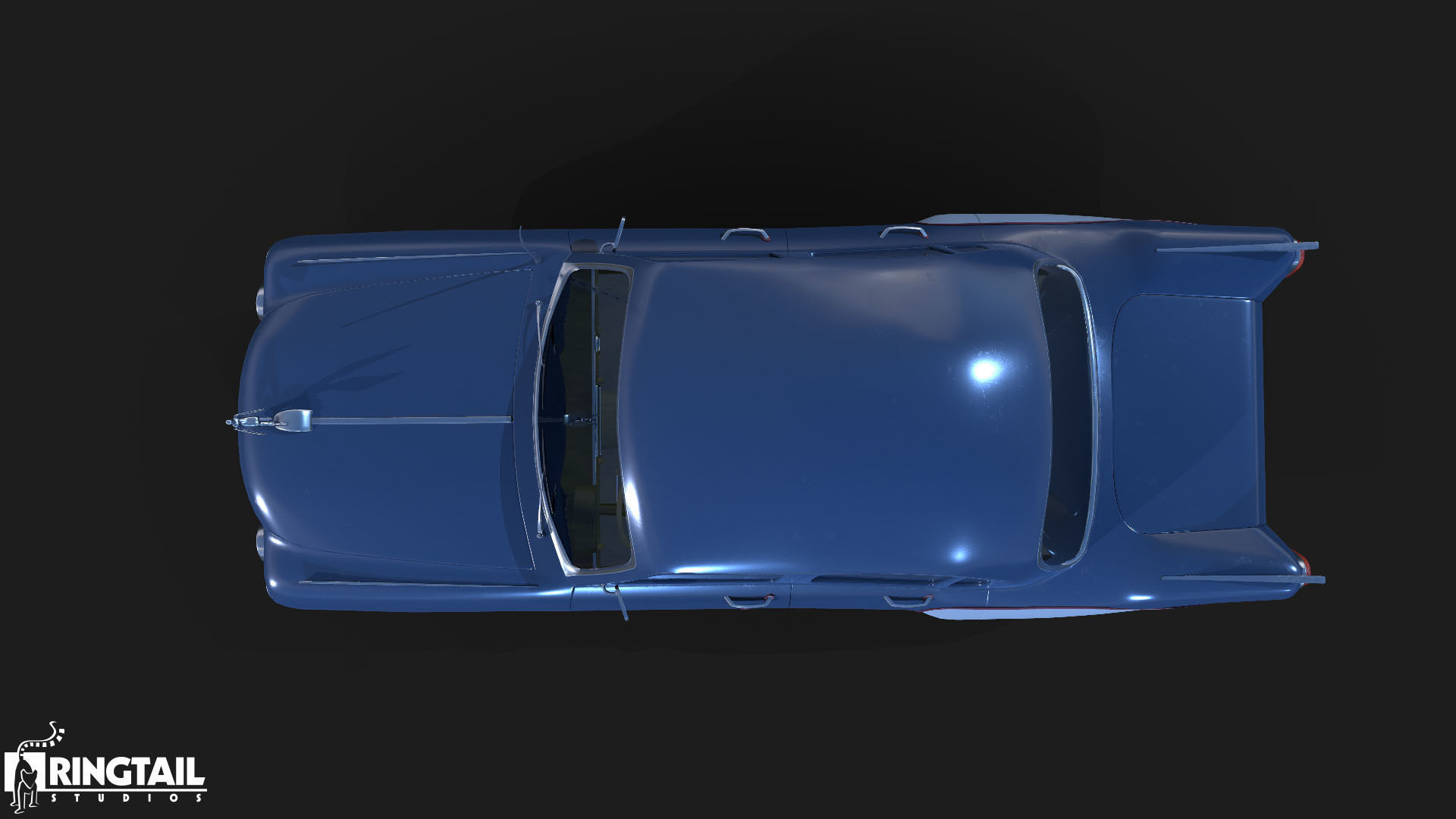 Retro Car Low-poly 3D model_9