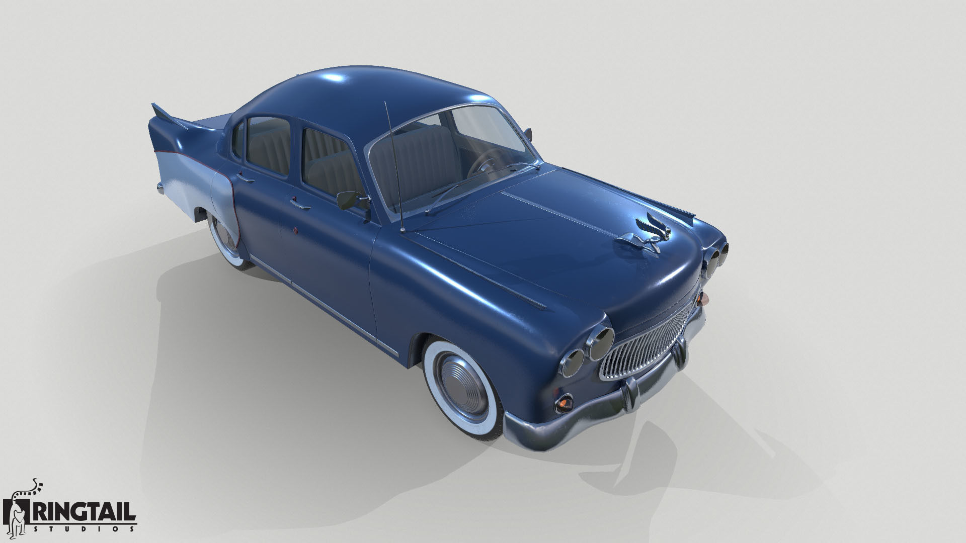 Retro Car Low-poly 3D model_14