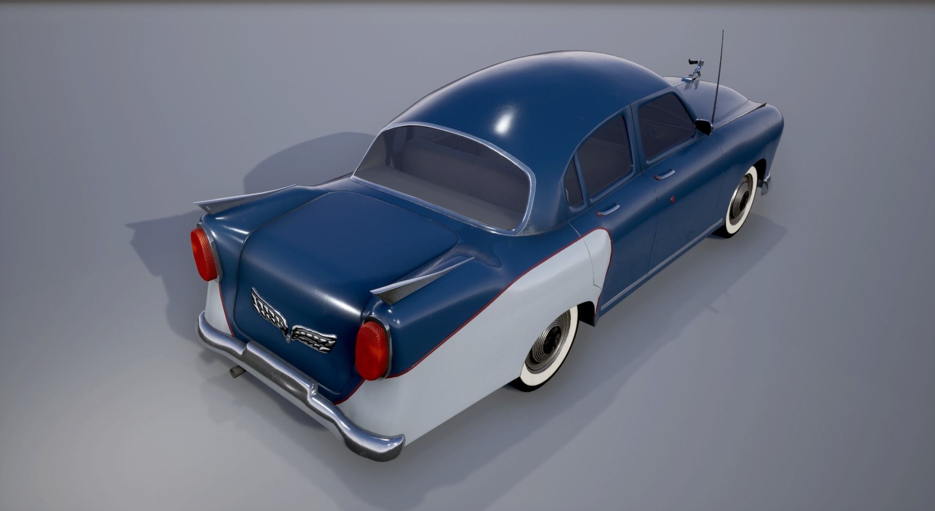 Retro Car Low-poly 3D model_2