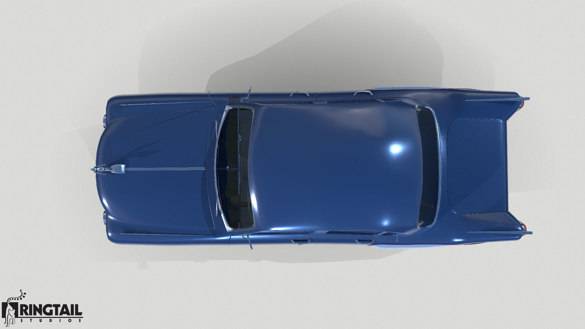 Retro Car Low-poly 3D model_13