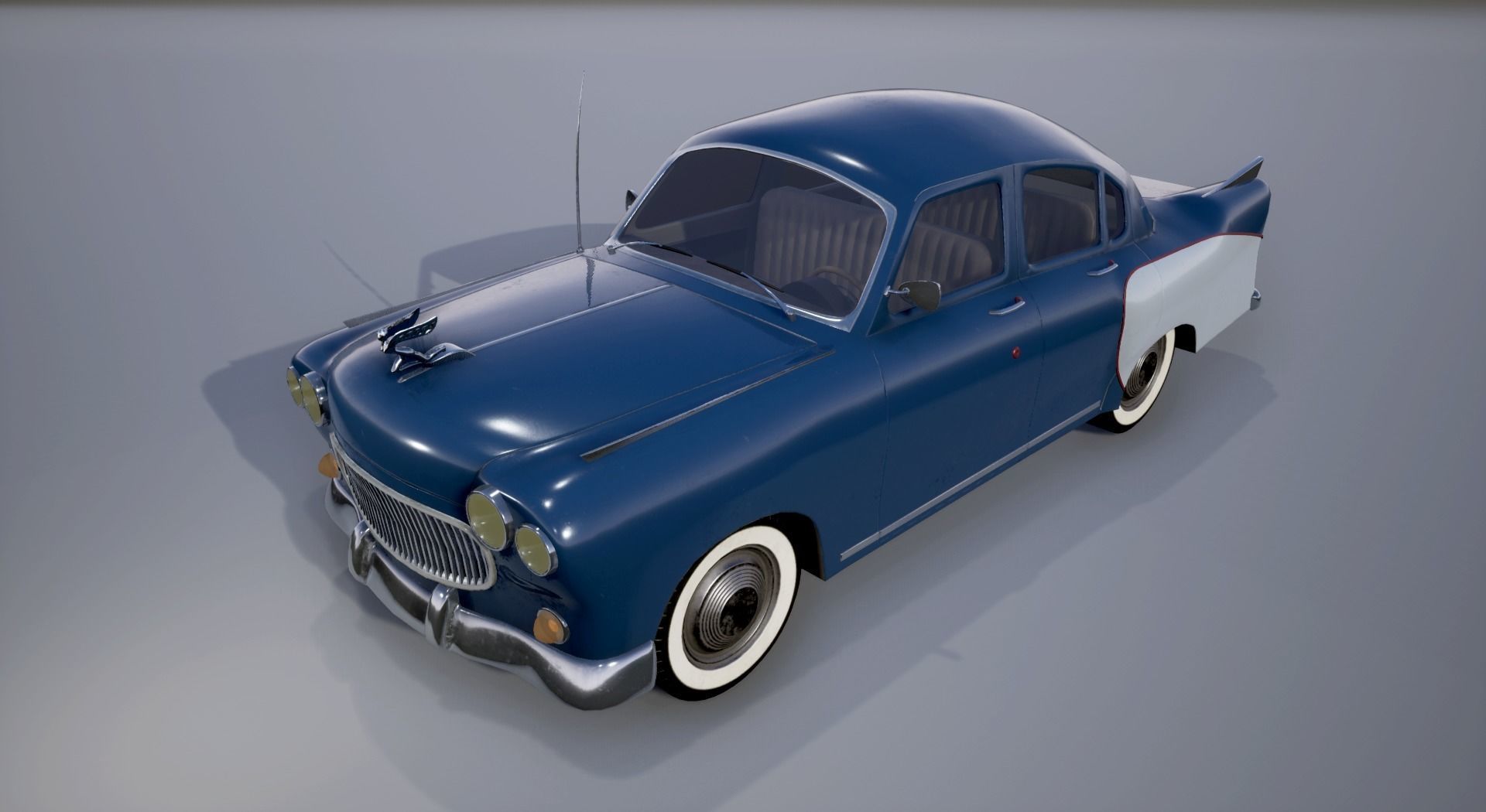 Retro Car Low-poly 3D model_1