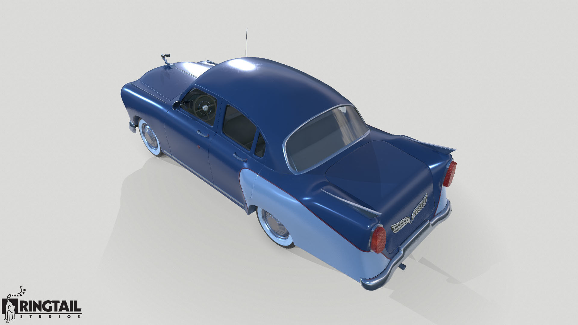 Retro Car Low-poly 3D model_15