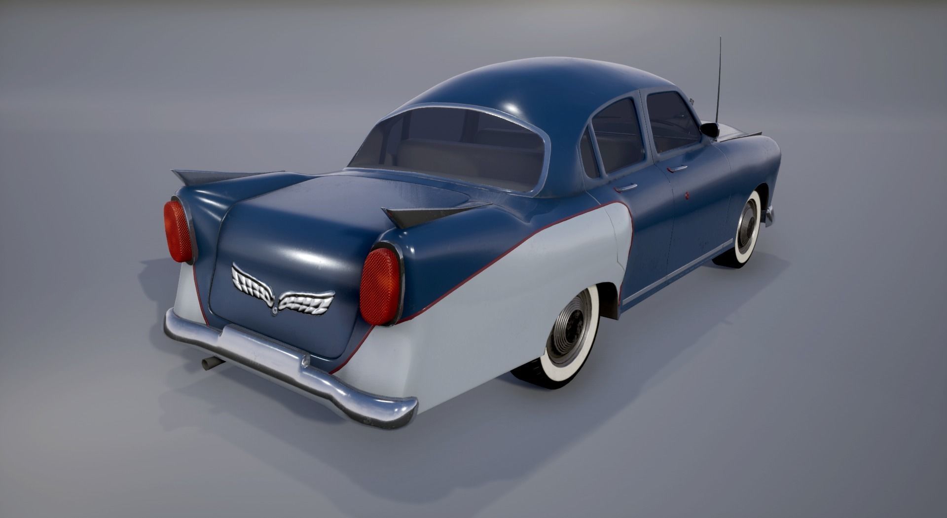 Retro Car Low-poly 3D model_4