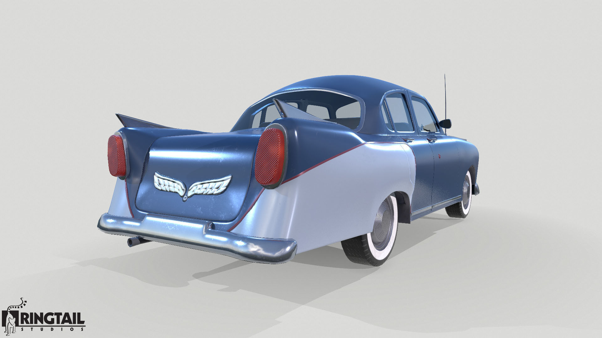 Retro Car Low-poly 3D model_11