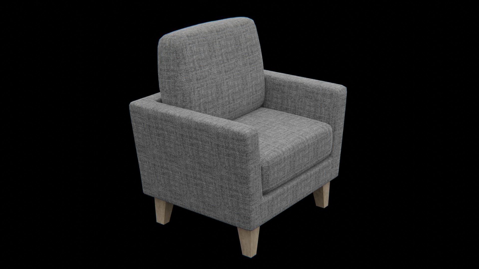 Sofa-grey fabric Low-poly 3D model_4