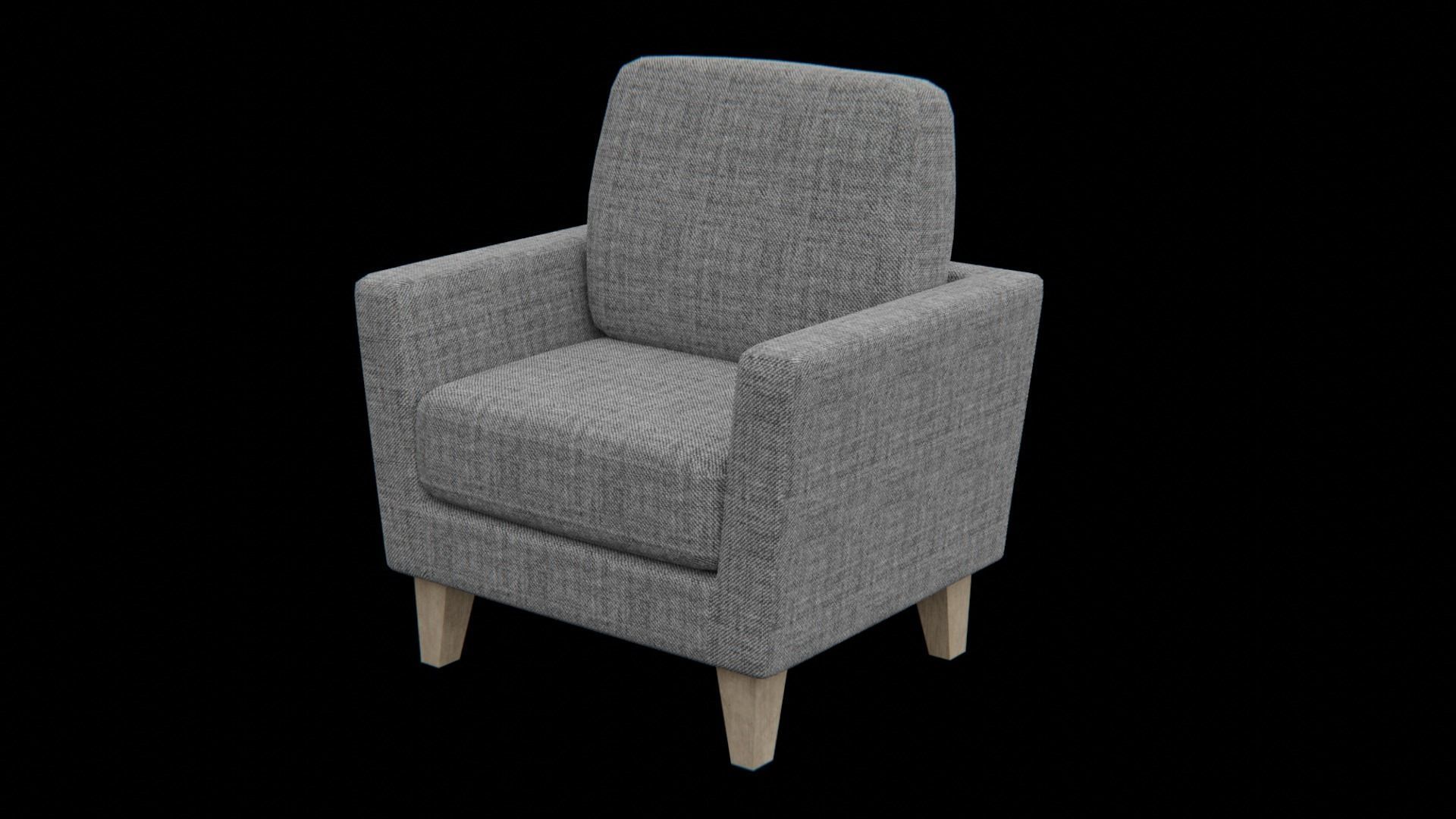 Sofa-grey fabric Low-poly 3D model_1