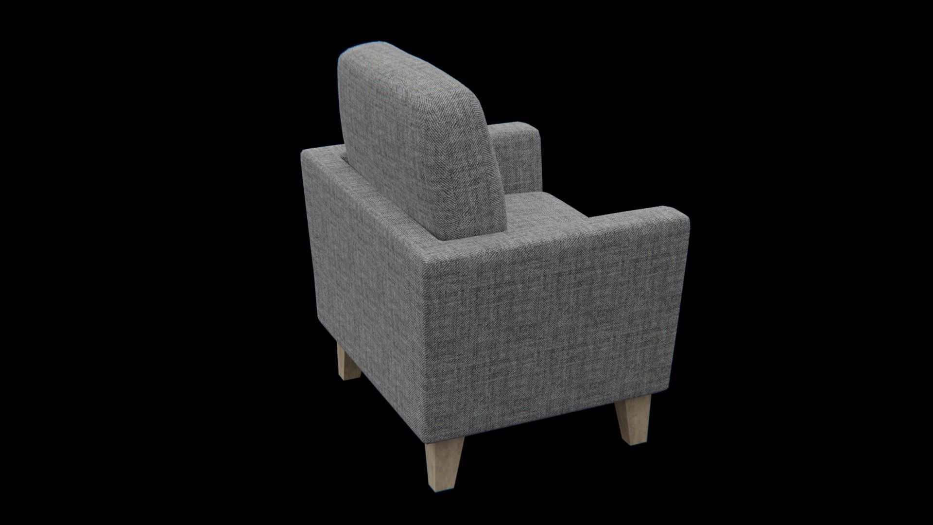Sofa-grey fabric Low-poly 3D model_5