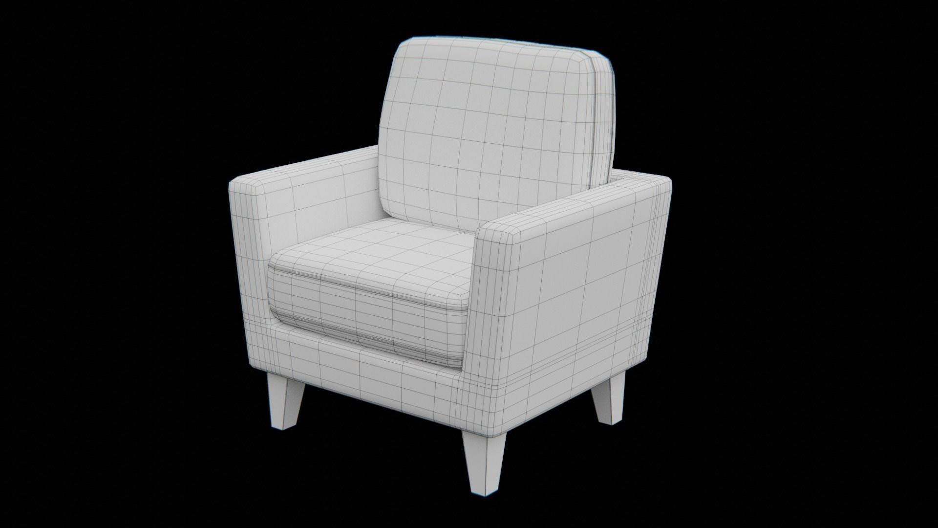 Sofa-grey fabric Low-poly 3D model_6