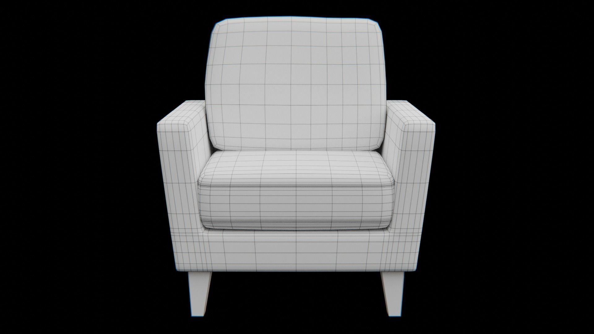Sofa-grey fabric Low-poly 3D model_7