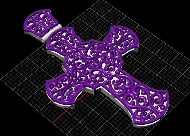Pendant Cross 3D print model_4
