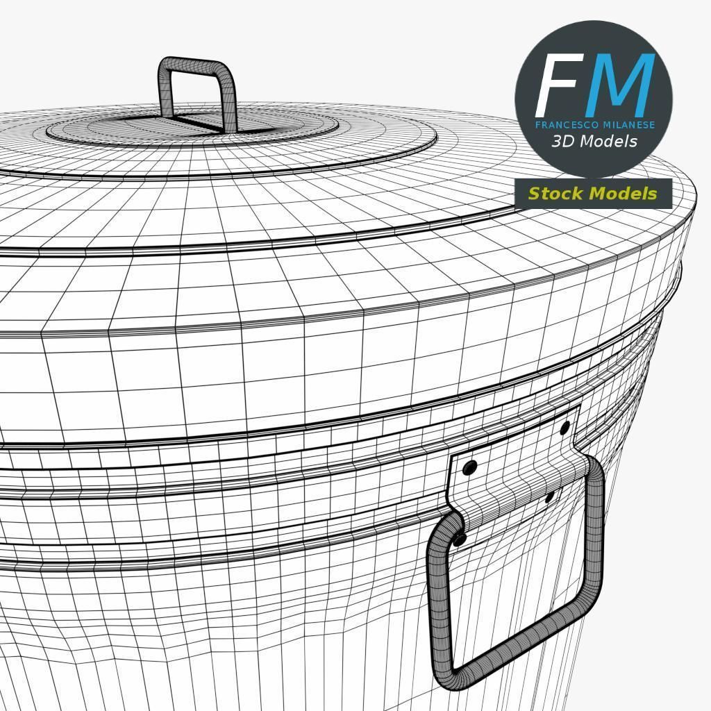 Metallic trash can closed 3D model_8