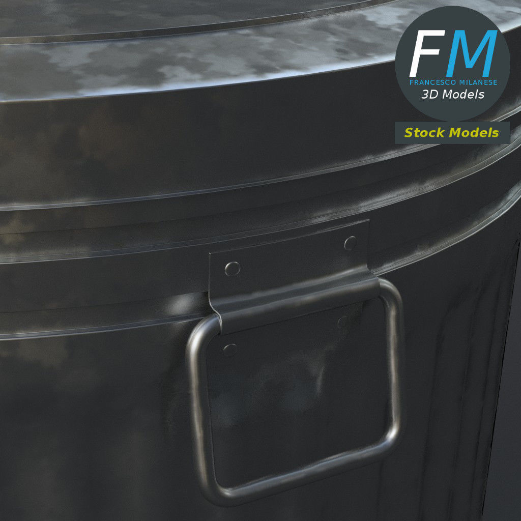 Metallic trash can closed 3D model_5