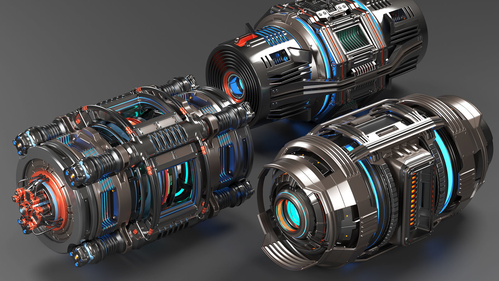 Sci Fi Mega Elements KITBASH - SUBDIVISION READY - pack 2 3D model_4