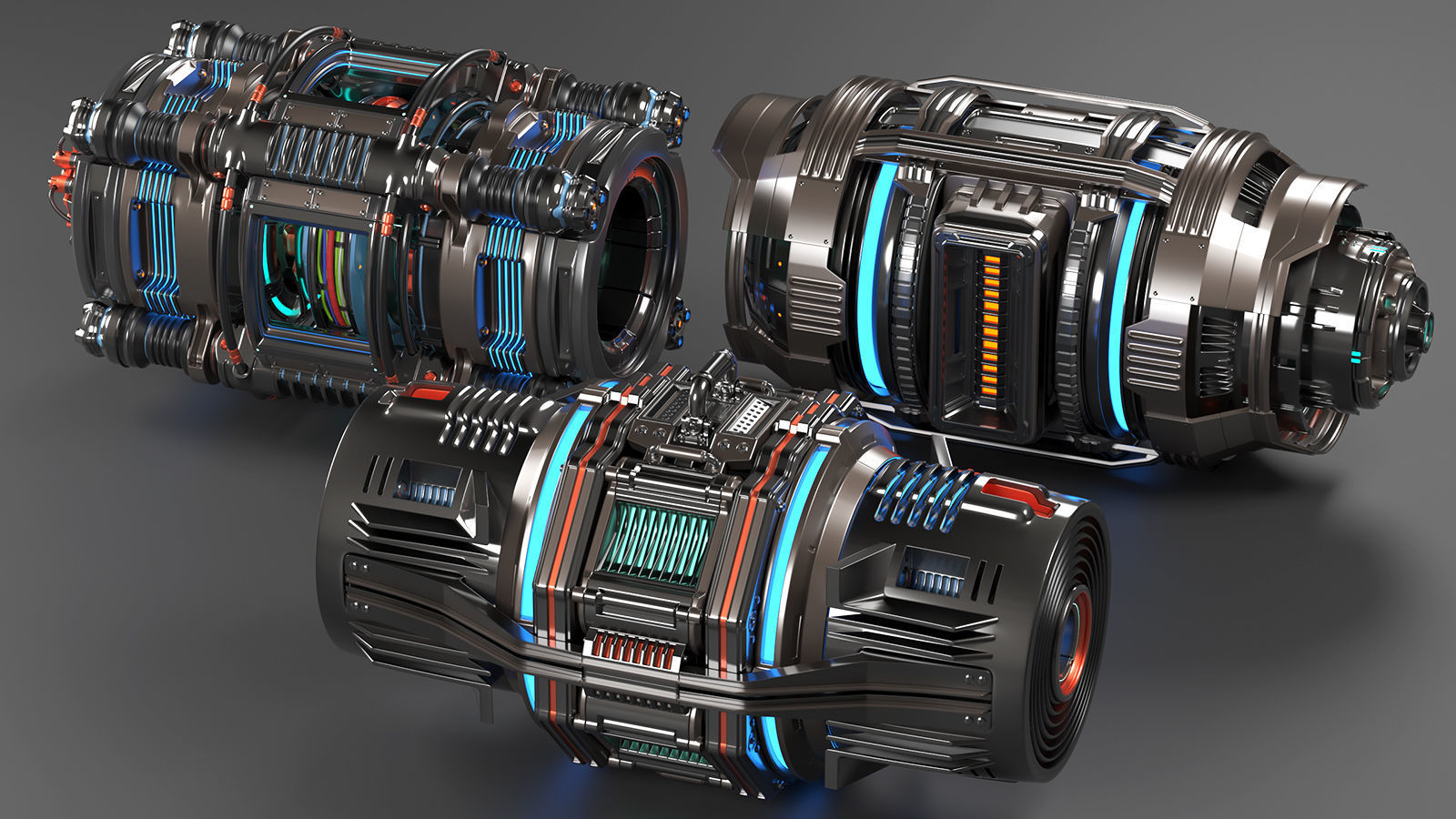 Sci Fi Mega Elements KITBASH - SUBDIVISION READY - pack 2 3D model_5