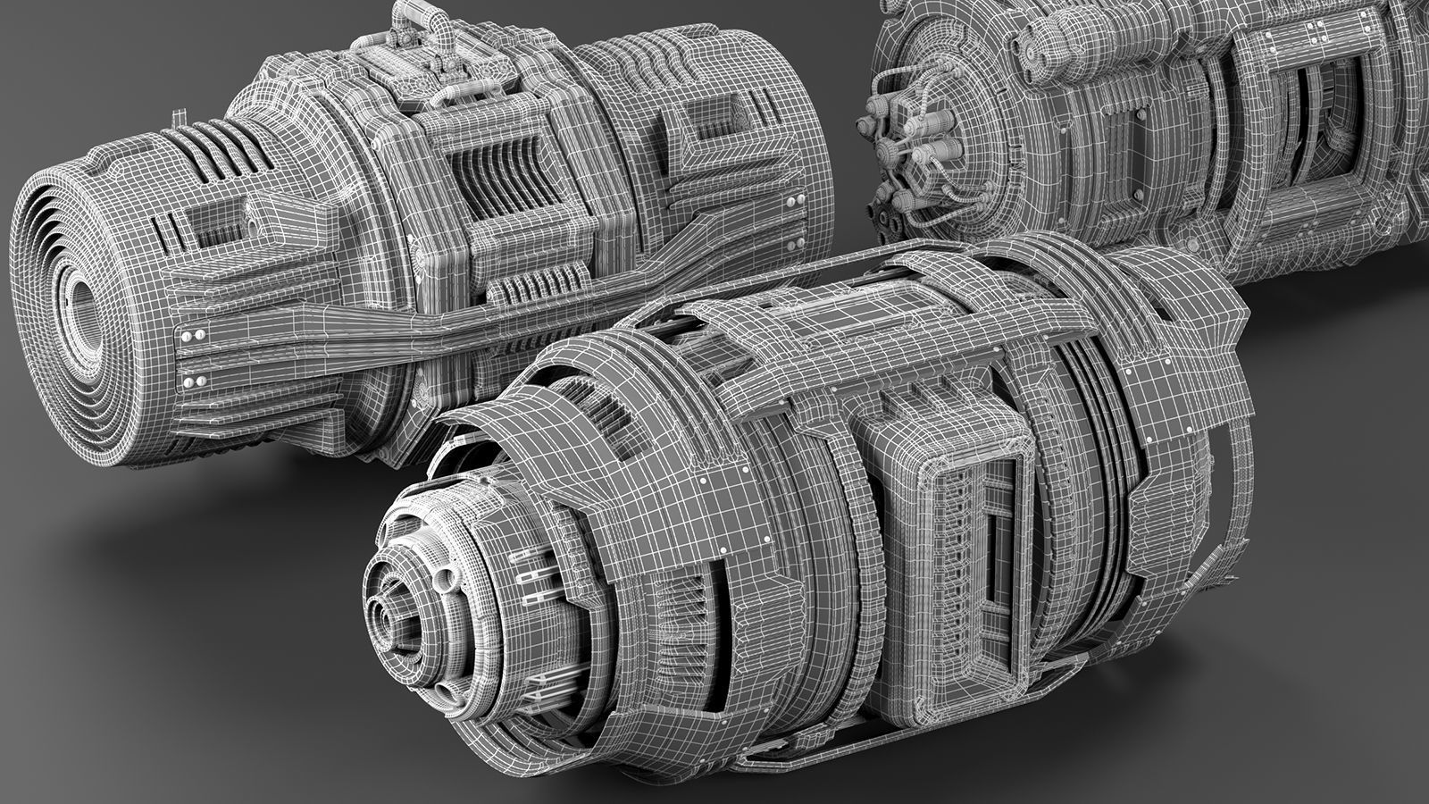 Sci Fi Mega Elements KITBASH - SUBDIVISION READY - pack 2 3D model_3