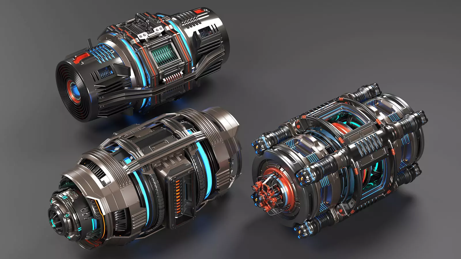 Sci Fi Mega Elements KITBASH - SUBDIVISION READY - pack 2 3D model_0