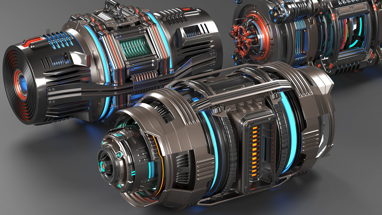 Sci Fi Mega Elements KITBASH - SUBDIVISION READY - pack 2 3D model_2