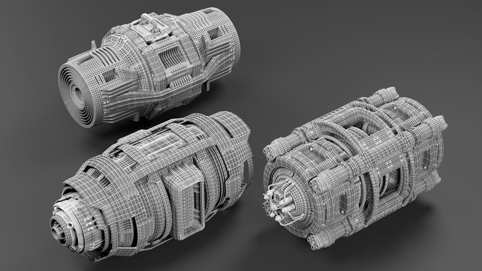 Sci Fi Mega Elements KITBASH - SUBDIVISION READY - pack 2 3D model_1