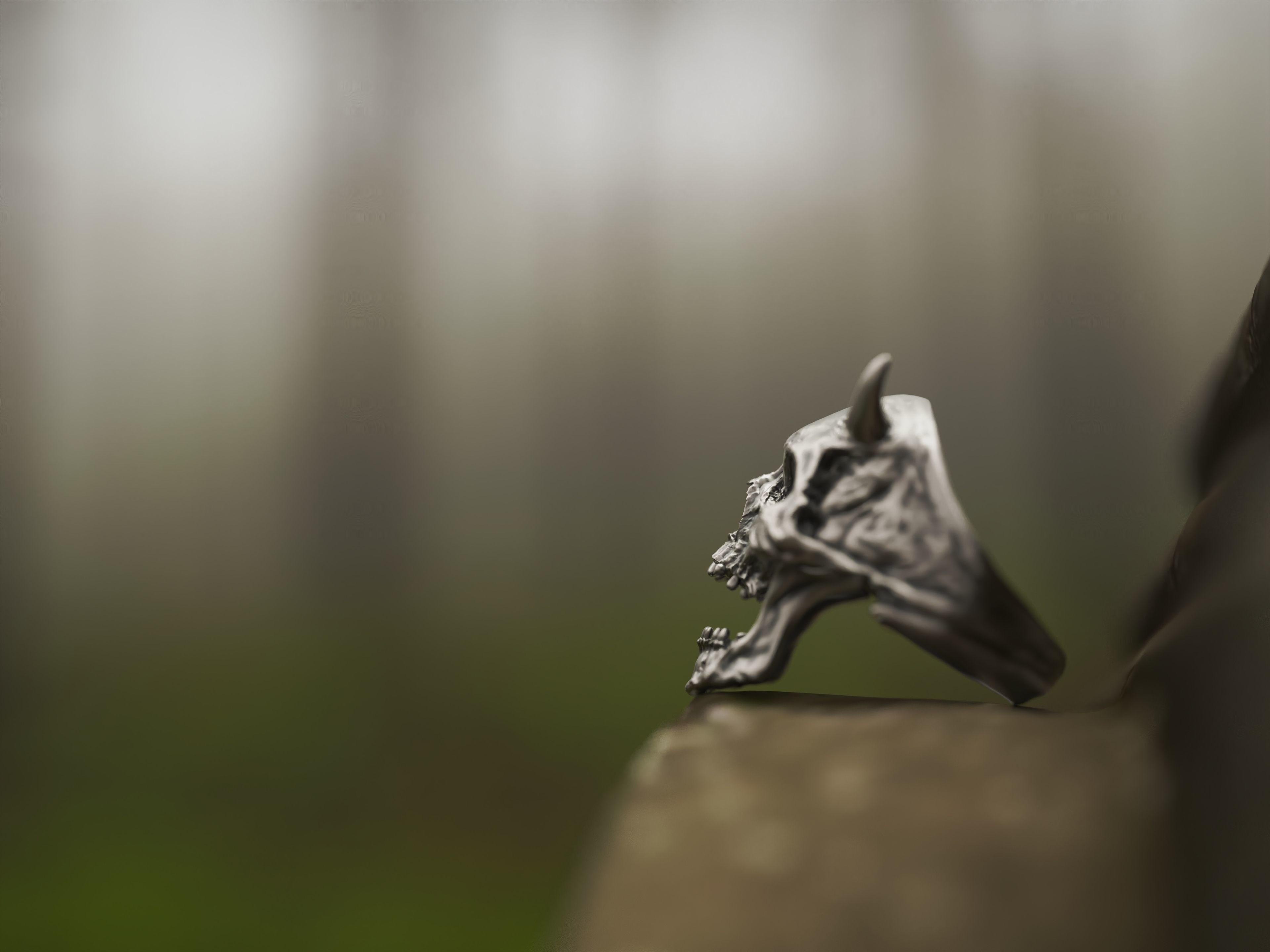 Realistic Ring Demon Skull 3D print model_3