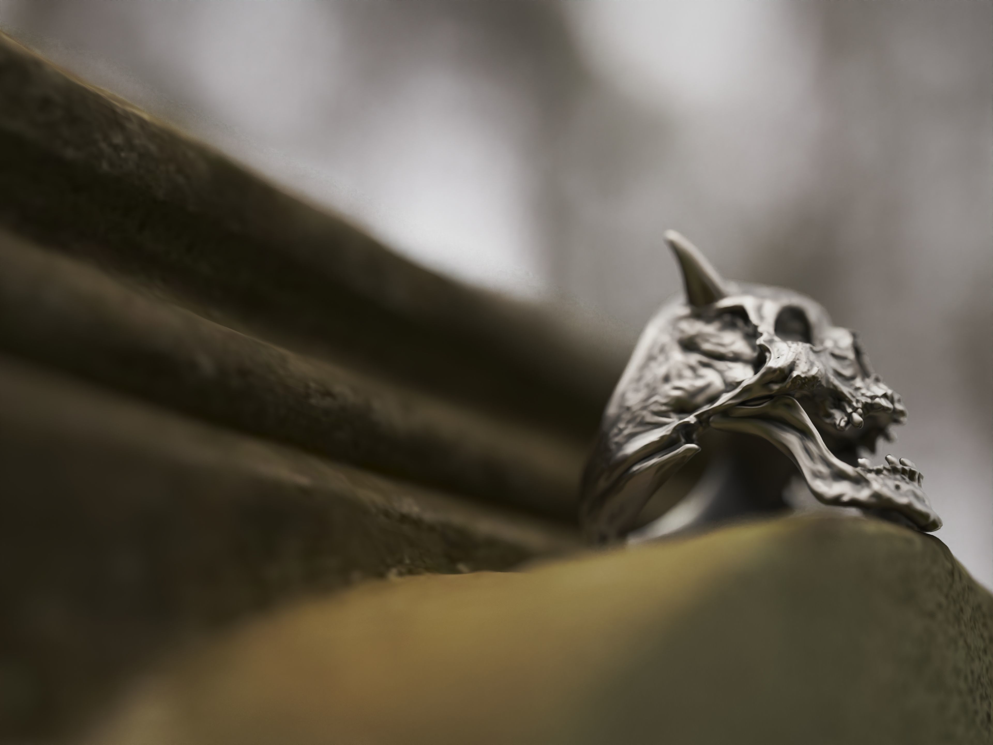 Realistic Ring Demon Skull 3D print model_1