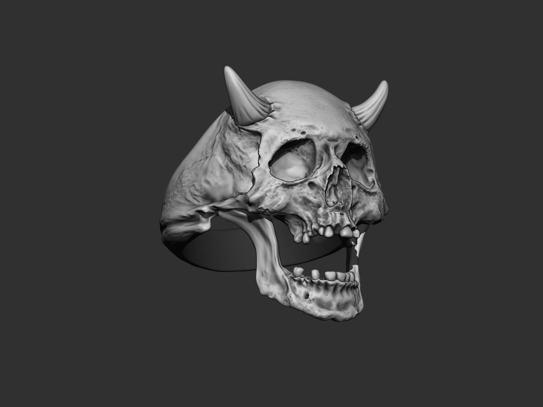 Realistic Ring Demon Skull 3D print model_7